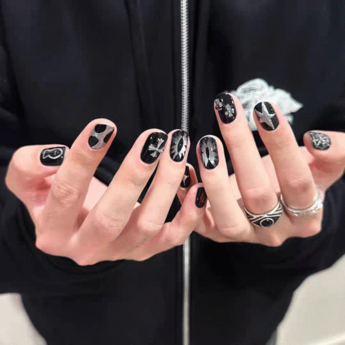 Black Cat Eye nail Art