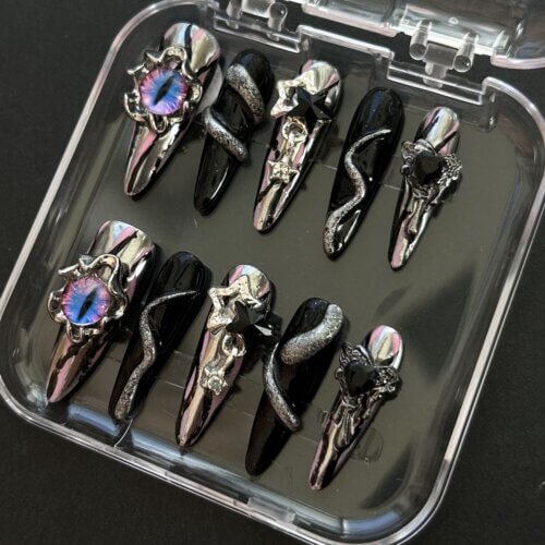 Hell Eyes Goth Nail Art