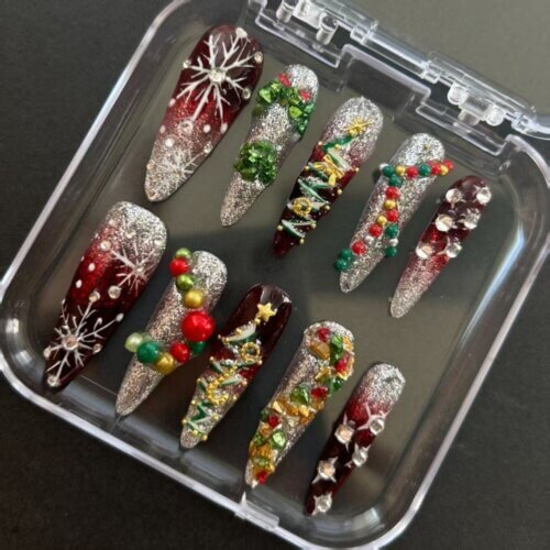 Shimmer & Glow Christmas Nails